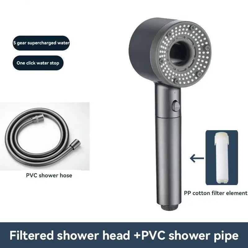 For Xiaomi 5 Modes Water Saving Shower Head Adjustable High Pressure Showerhead Handheld Spray Hangable Bathroom Accessories ﻿