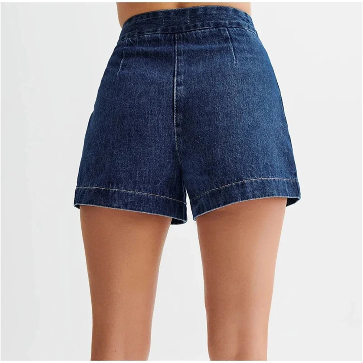 Summer Women's Denim Shorts Sleeveless High Waist Wide Leg Shorts A-Line Hot Pants Lady Jeans Bottoms Shorts Casual Style Jeans