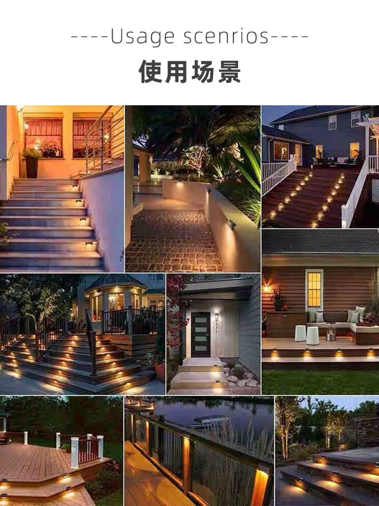Solar Light Outdoor Stair Wall Step  LED Street  Garden Balcony Decoration Waterproof Stairs Fence Lamp