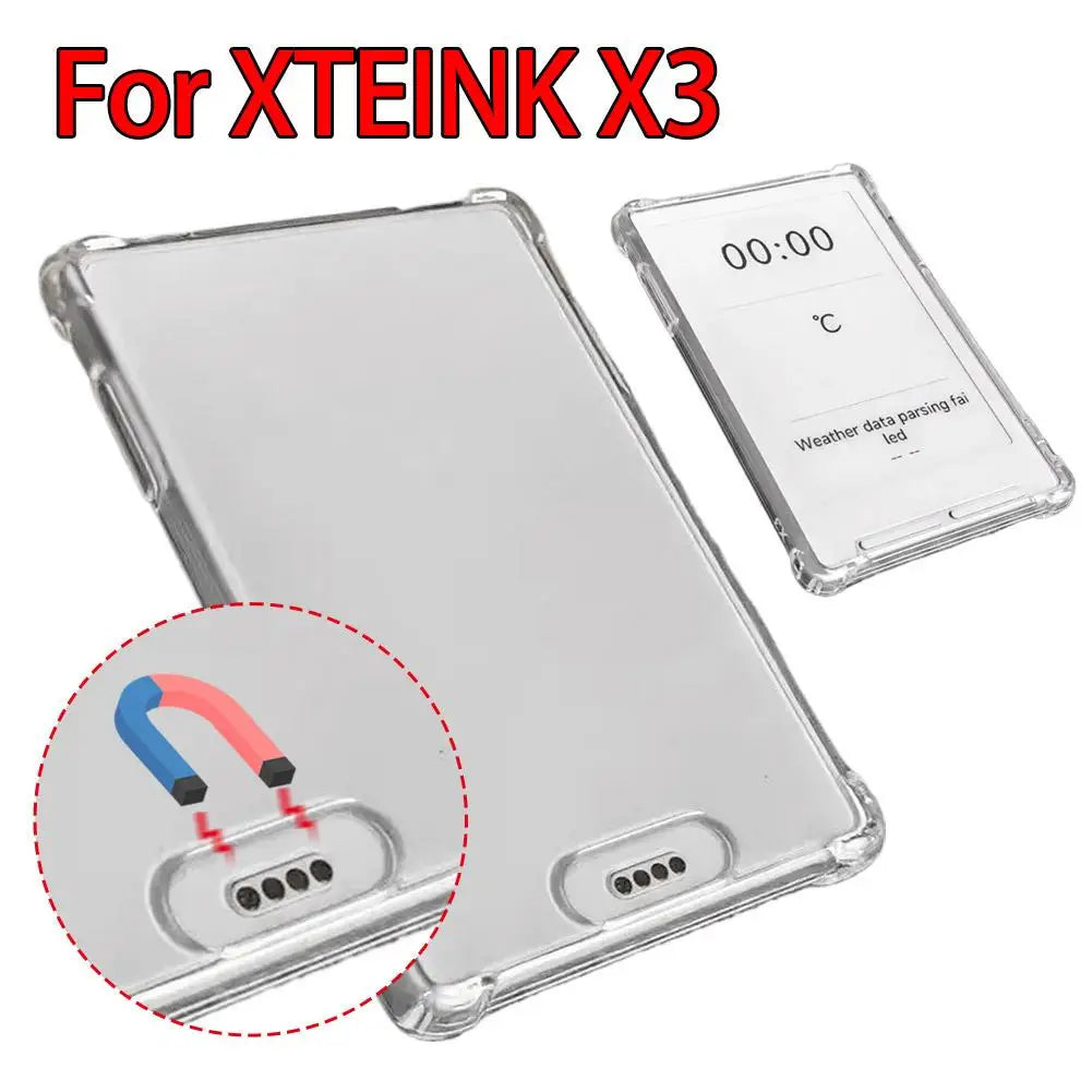 For XTEINK X3 E-Book Transparent TPU Case Full Coverage Airbag Shockproof Protective Cover Anti-Scratch Anti-Drop Soft Shell