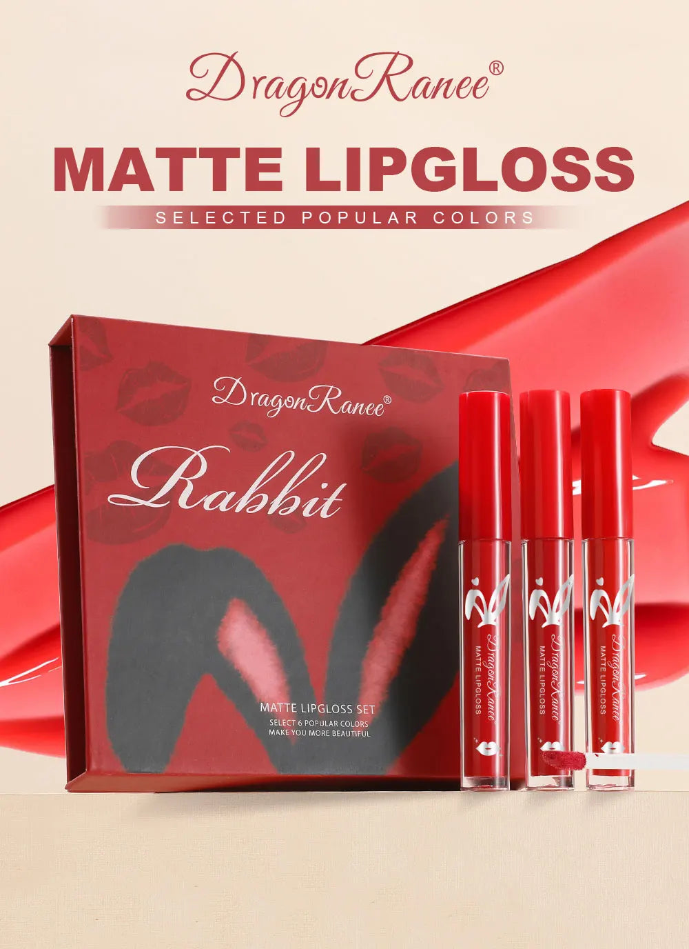 6-Piece Lip Gloss Set, Velvet Matte Lip Gloss, Waterproof and Sweat-Proof Lipstick, Non-Stick Cup Matte Lipstick, Holiday Gift Set