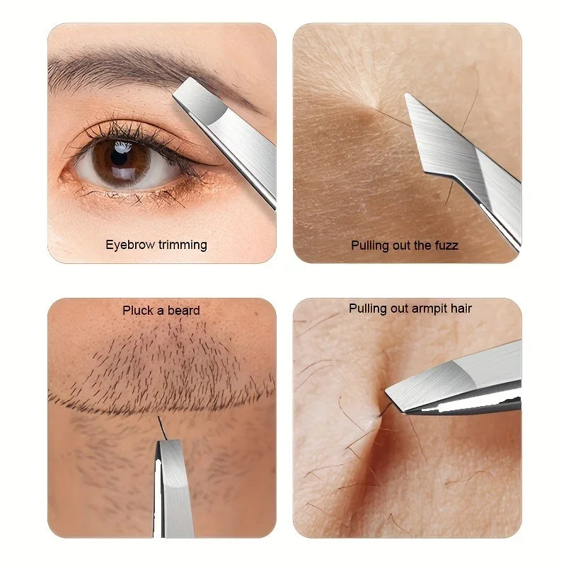 Ouriner 4pcs Set Professional Tweezers Set Perfect For Eyebrow Hair Removal Splinter Very Effortless and Relaxed to Remove