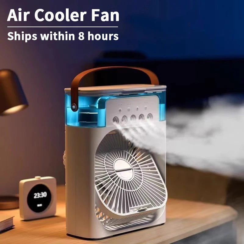 3 In 1 Small Air Conditioner Home Air Cooler LED Night Light Portable Humidifier Wind Adjustment Fan Office Home Fan