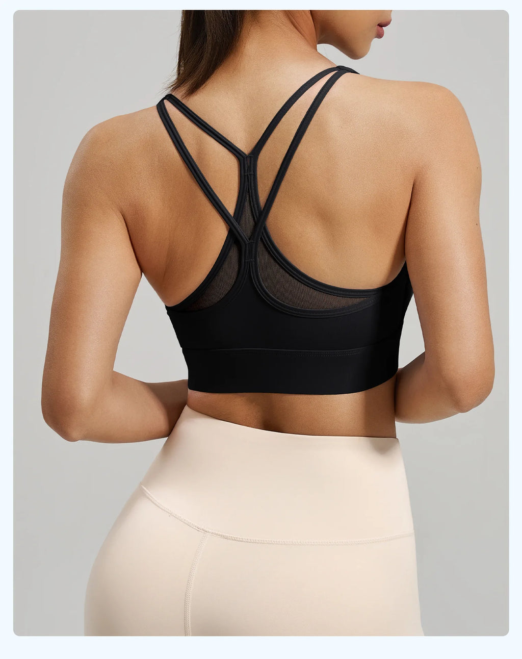 Women U Neck Fitness Crop Top Crossback Sports Bra Fixed Cups Vest, Shockproof Gym Running Workout Yoga Top