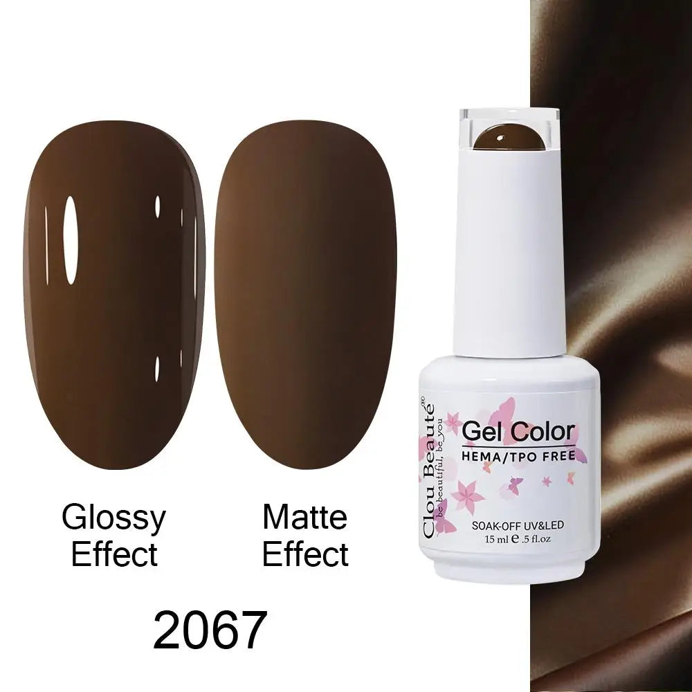 Clou Beaute HEMA TPO FREE Caramel Brown Wine Red Coffee Gel Nail Polish High Pigment Autumn Nail Art Full Coverage UV Varnish
