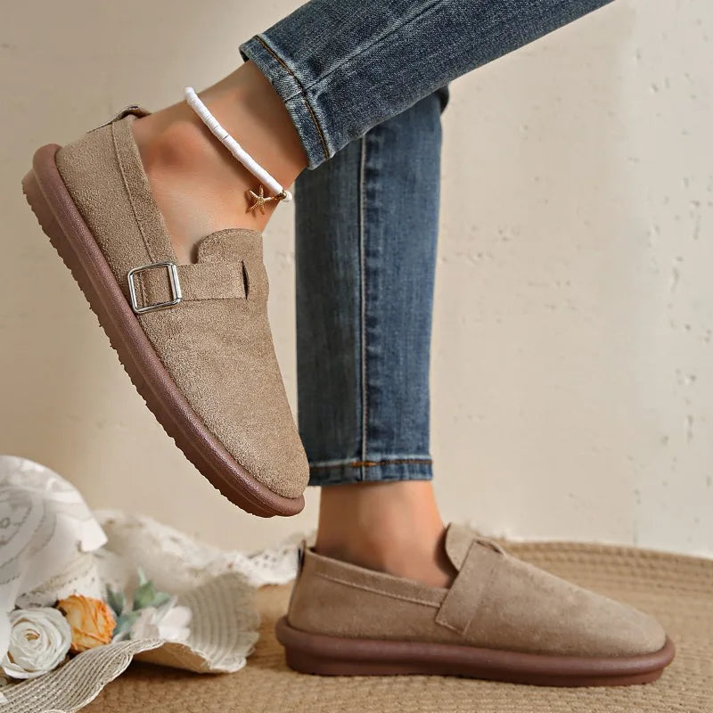 2025 New Thick Bottoming Women's Retro Spring and Autumn  Loafers Flat Non-slip with Skirt Soft Sole Single Shoes Женская Обувь
