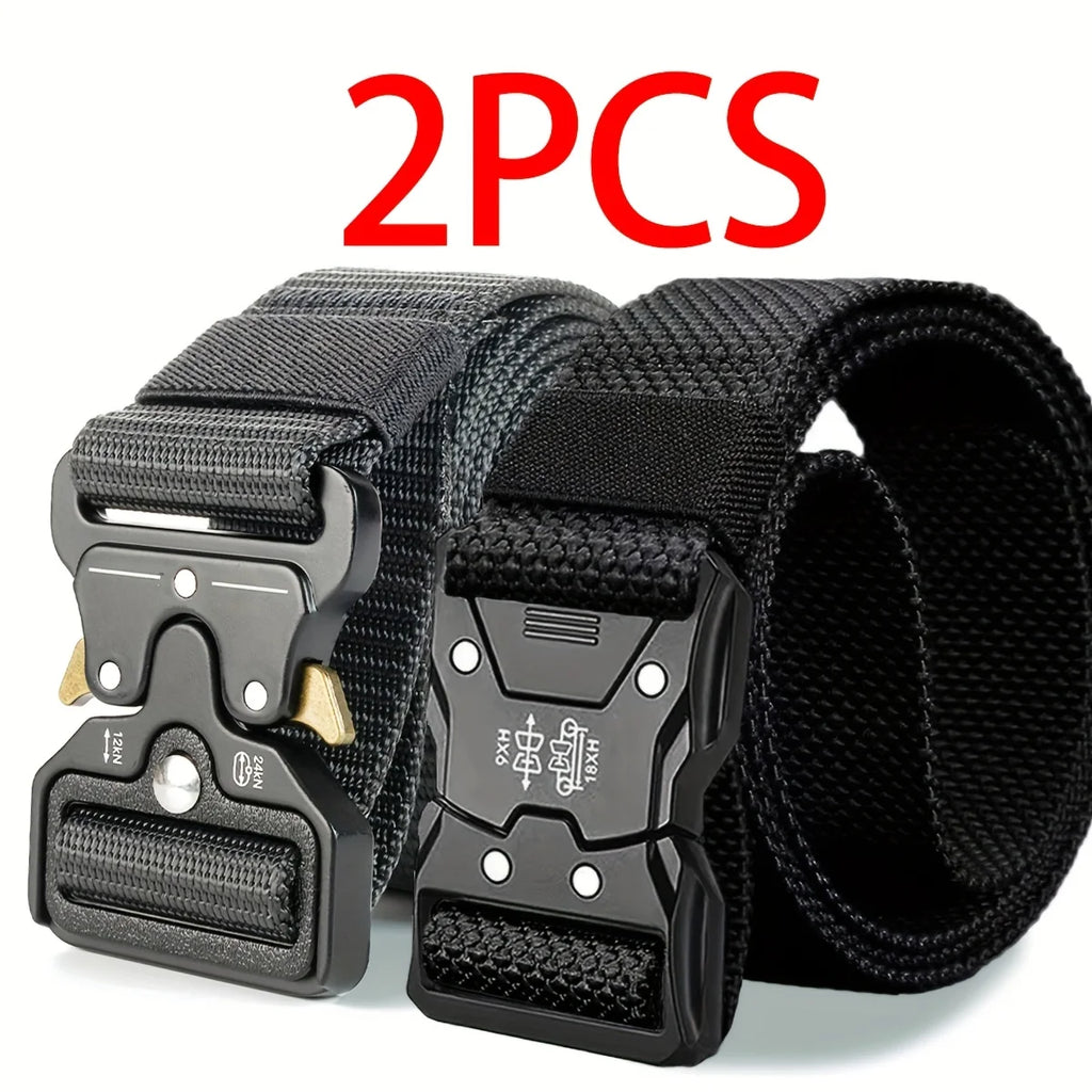 2 Men's Quick-Release Lock Buckle Belt - Outdoor Belt, Suitable for Camping, Jeans, and Casual Pants