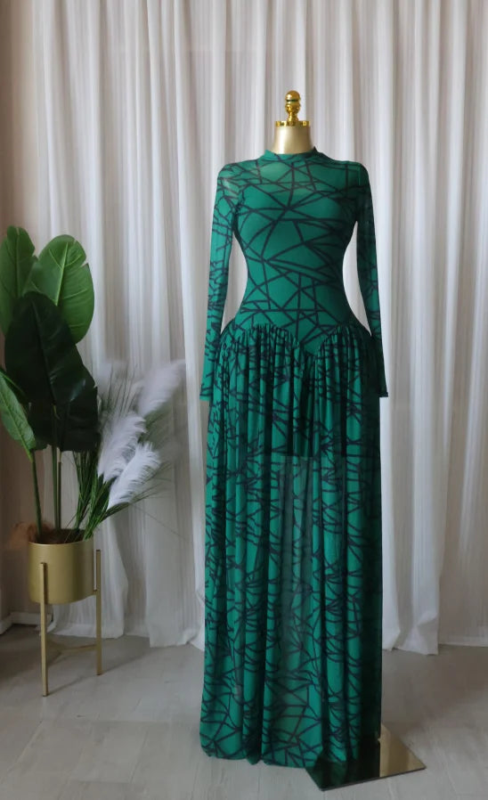 CM.YAYA Women Full Sleeve Printed O-neck Maxi Long Dress 2026 Evening Birthday Vacation Sexy Party Club Vestidos Dresses