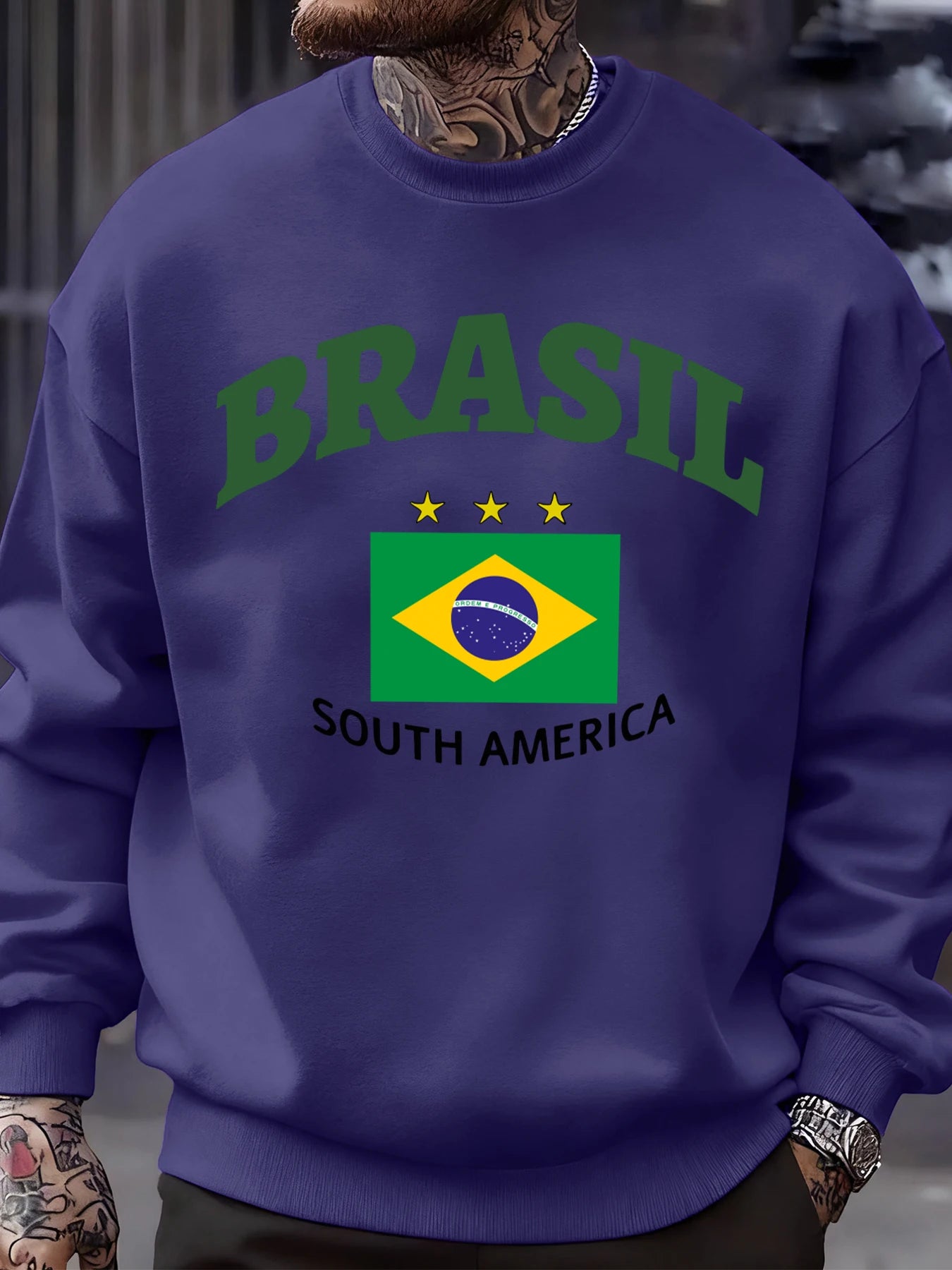 Brasil South America Prints Man Pullover Trendy Fleece Sweatshirt Autumn O-Neck Clothes Warm Milticolor Top Fashion Streetwear