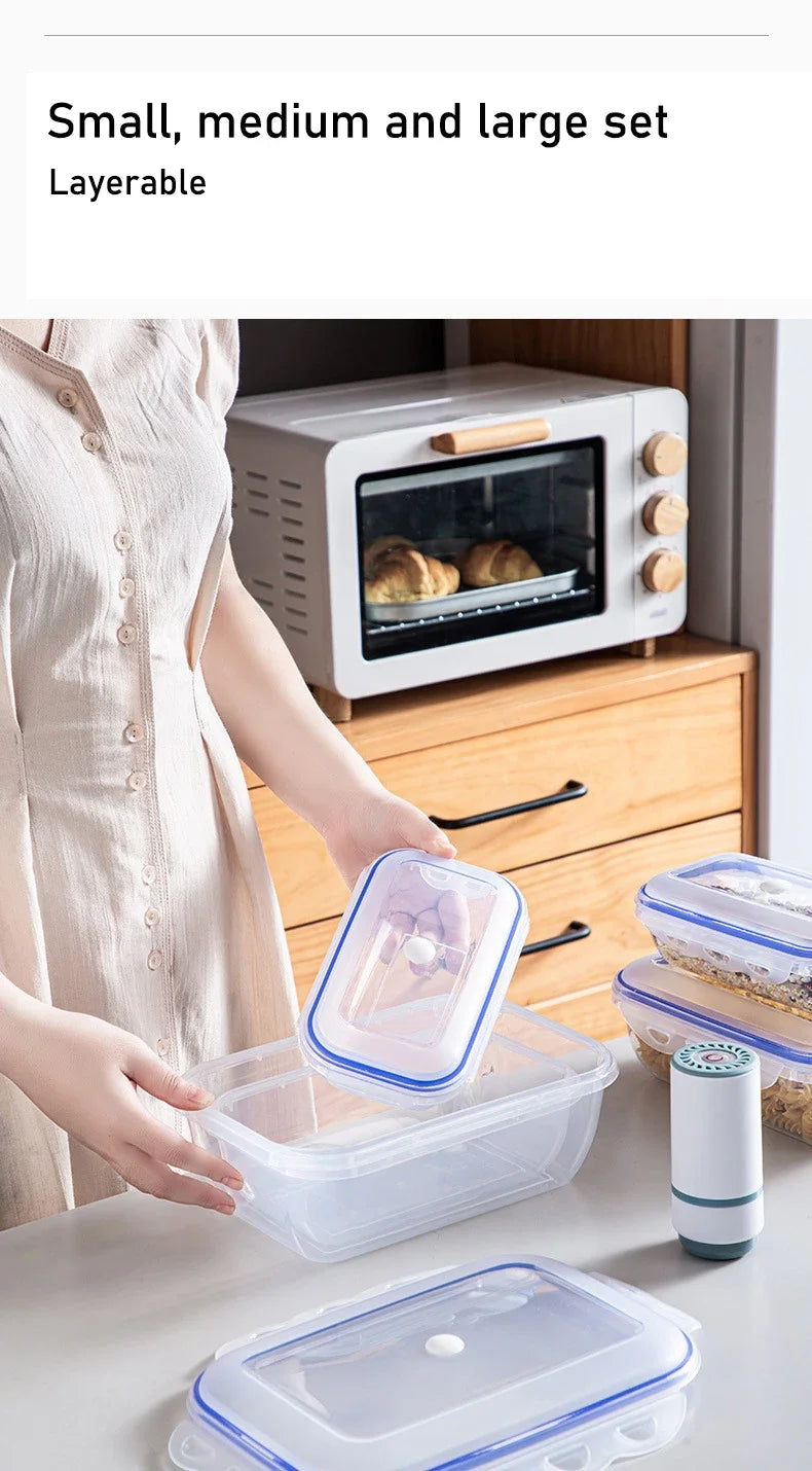 1/3PCS Vacuum Food Storage Box Storage Container Fridge Organizer Microwave Safe Fresh-Keeping Sealing Box Food Dispenser