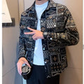 With Print Trendy Denim Jackets Man Autumn of Fabric Aesthetic Menswear Casual Cowboy Coat for Men Korean Popular Clothes Y2k.