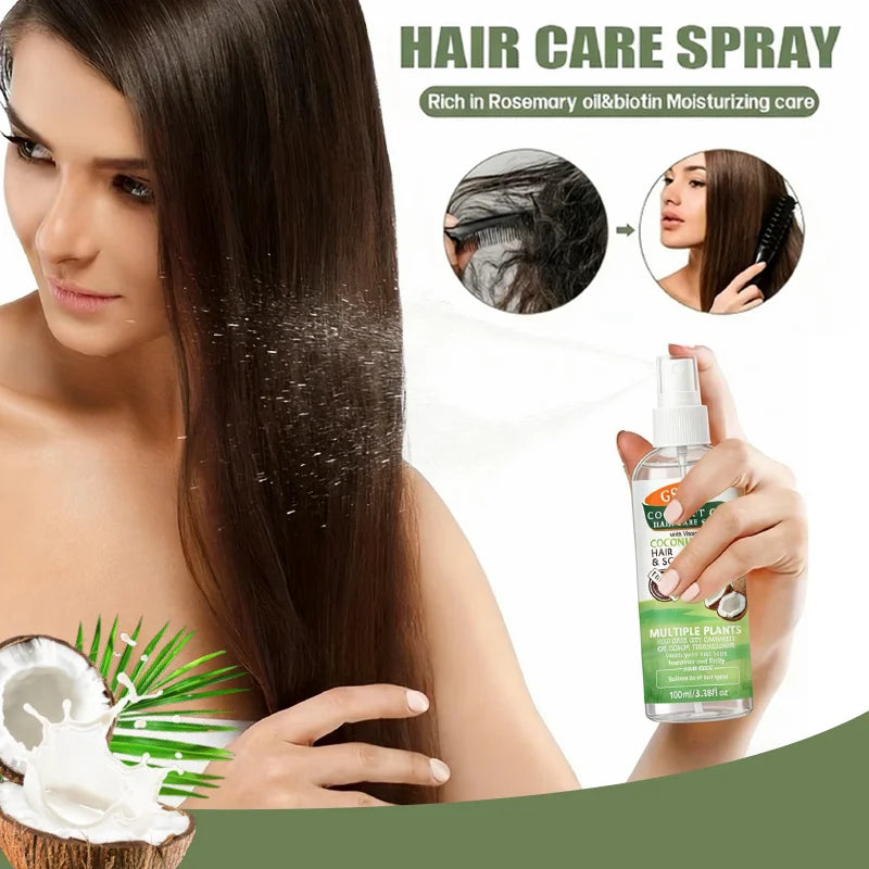 GSWP Coconut Oil Hair Care Spray, Ten-in-One, Deeply Moisturizes And Smooths Hair Texture, with Heat Protection.100/200ml