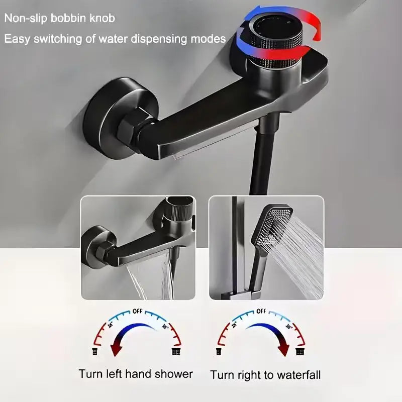 New Premium Bathroom Faucet Wall Mounted Bathtub Shower Mixer Tap with Hot & Cold Control Concealed Valve Chrome Finish