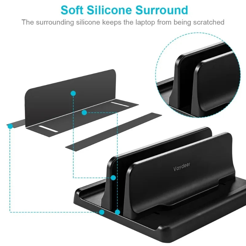 Universal Vertical Laptop Stand 3Slots Desk Laptop Holder Portable Laptop Docking Station Stand Adjustable Desktop Notebook Dock