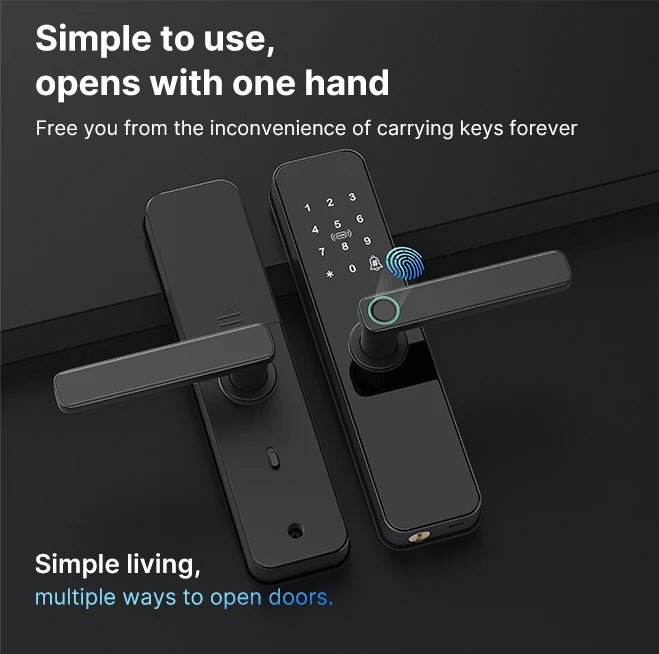 Tuya Smart Door Lock Wifi Electronic with Biometric Fingerprint/IC Card/Password/Key Unlock/Remote Control/USB Emergency Charge