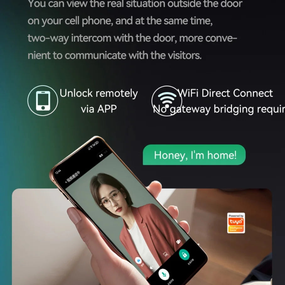 Glomarket Tuya Wifi App Unlock Digital Door Lock 3D Face Fingerprint Recognition Smart Video Intercom Aluminum Door Cloud