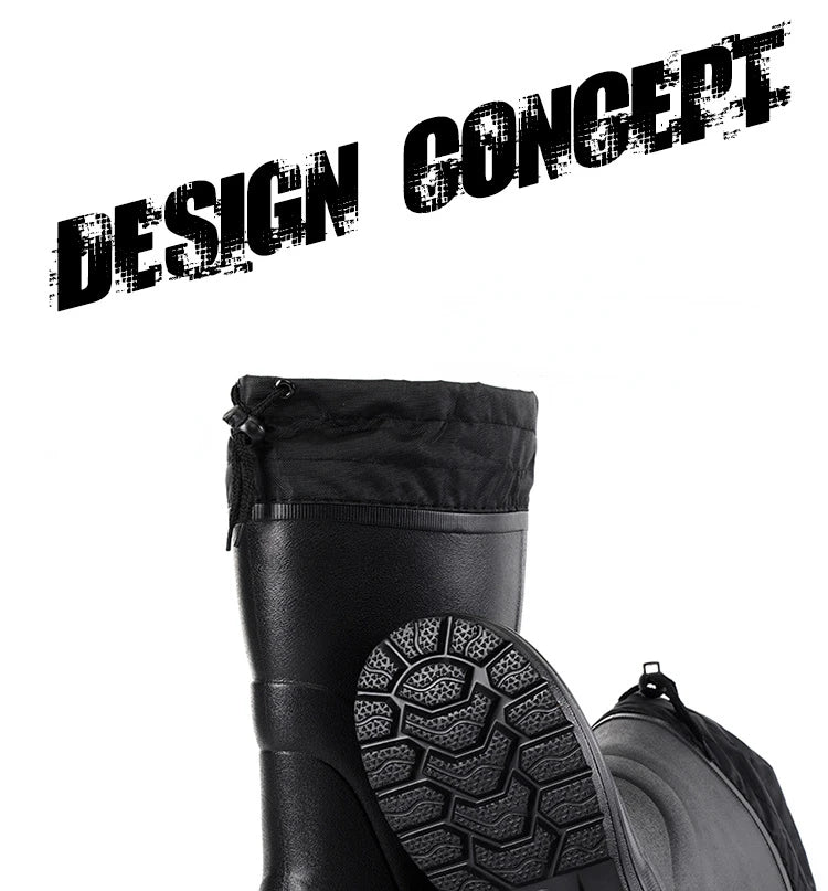 Winter Rain Shoes for Men EVA Non-slip Men Snow Boots Plush Warm Waterproof Shoes Comfortable Platform Men Work Shoes Plus Size