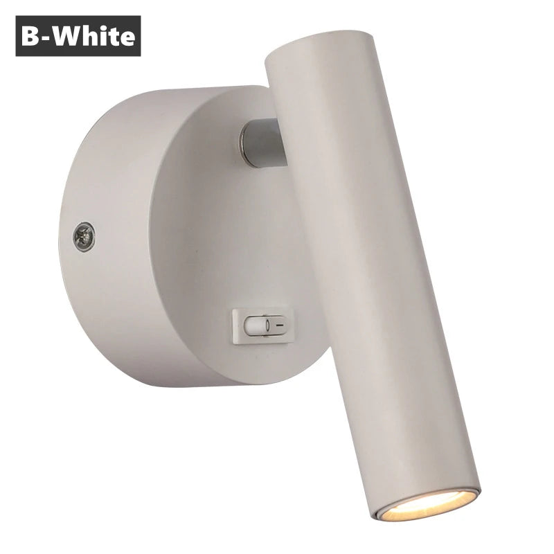 LED Wall Lamps with Switch Rotatable Adjust Aluminum 3W Spotlight Bedside Reading Light Hotel Bedroom RV Sconce Light Fixture
