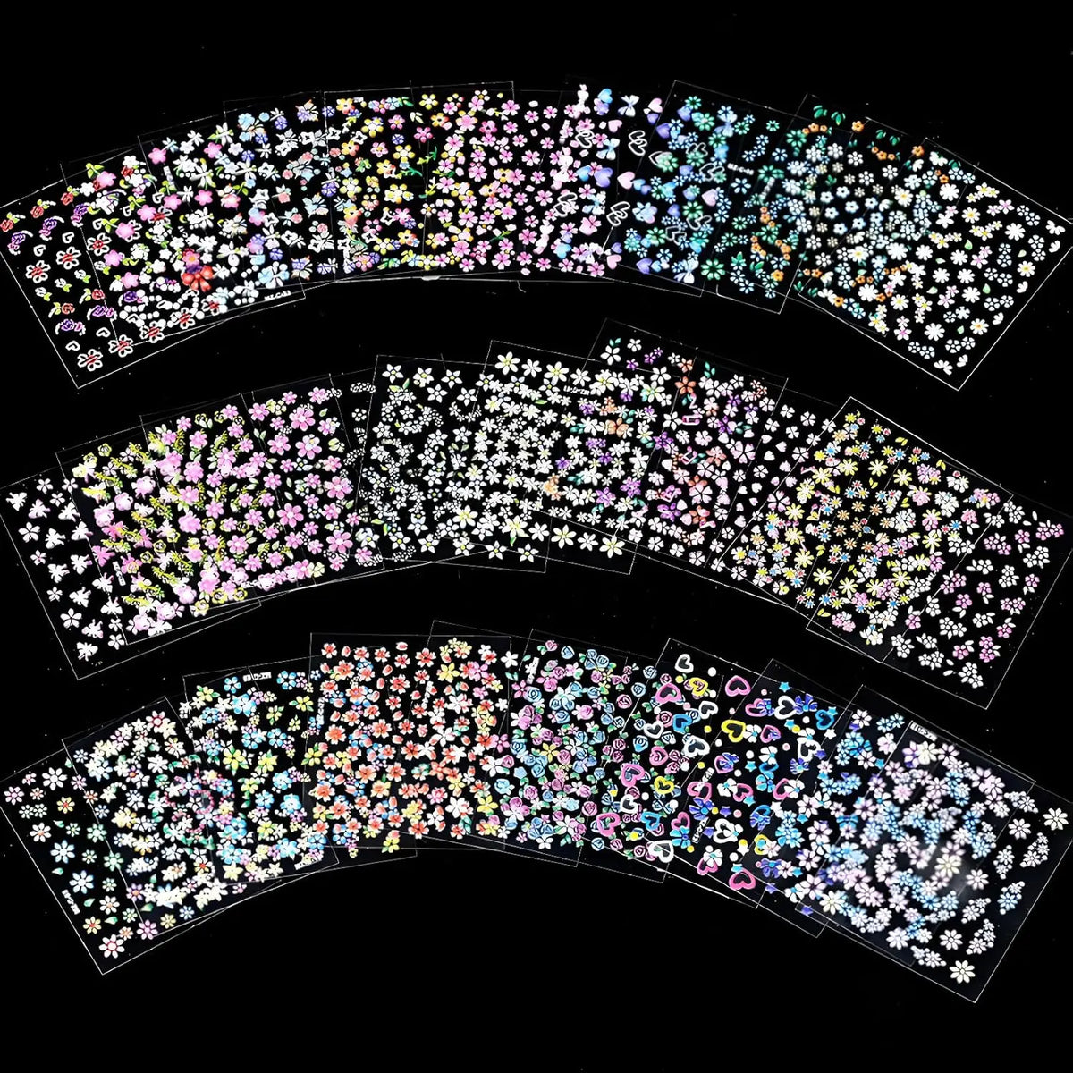 30Sheets 3D Self Adhesive Nail Art Stickers Cute Daisy Floral Heart Flower Nail Decals Decor Supplies for Women Manicure DIY