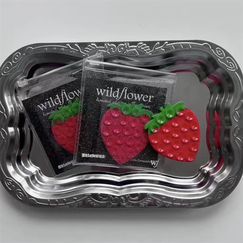 Wildflower Love sucker sucking disc strawberry Phone Case for iPhone 17 16 15 14 13 12 Pro Max Star suction cup Stickers Cover