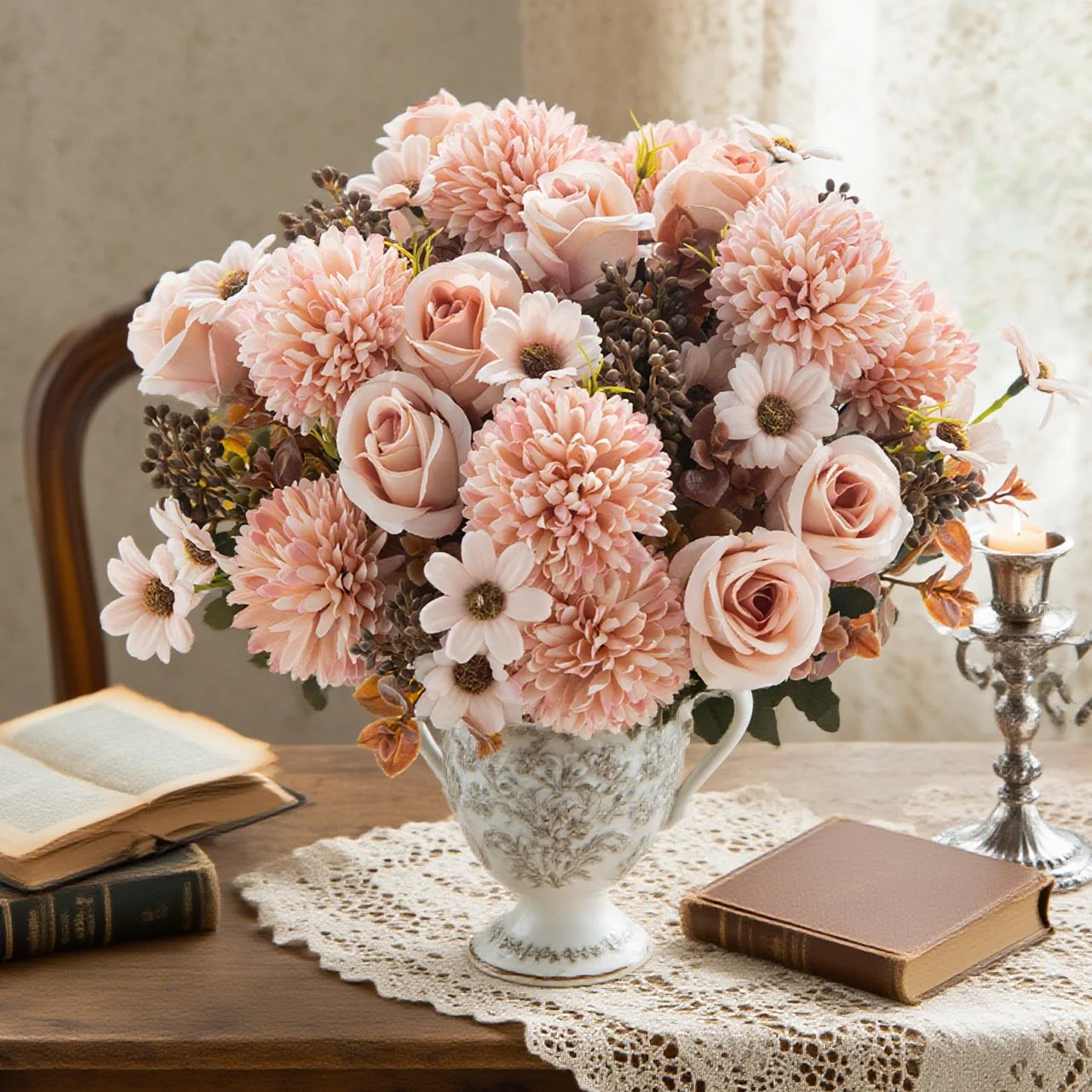 Silk Rose Artificial Flowers Wedding Home Room Valentine's Decora Wreath Bridal Bouquet Table Vase Photography DIY Gift Box Yard