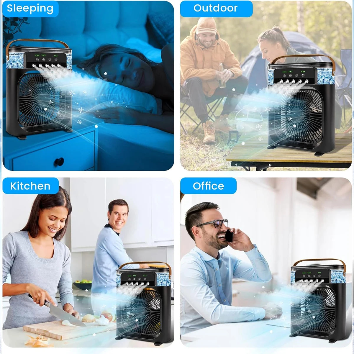 Three-in-one Fan Air Conditioner Mini Portable Spray Fans Rechargeable Home Mist Electric Outdoor Desk Handy Humidifier Cooling