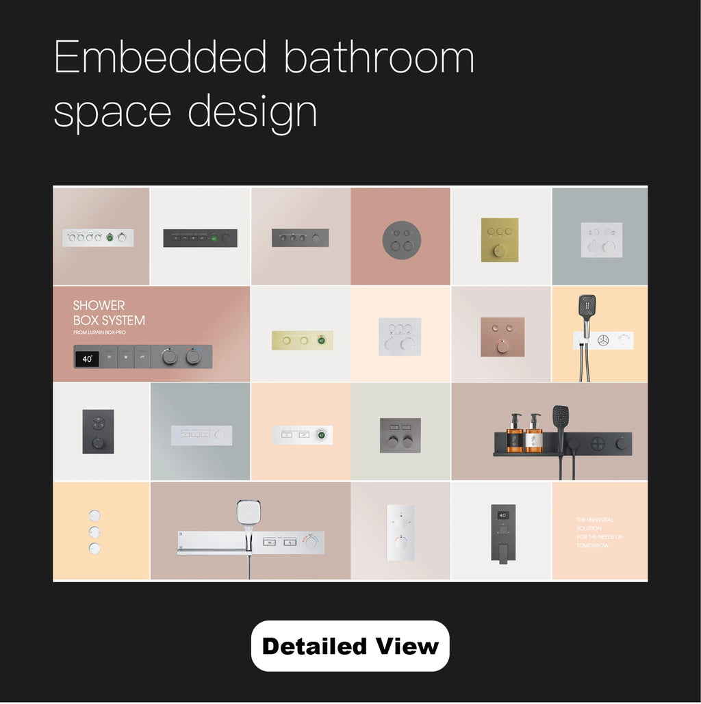 Luxury Gun Gray Brass Wall Mounted Shower System with Embedded Design, Dual Handle Hot and Cold Water, Simple Bathroom Faucet
