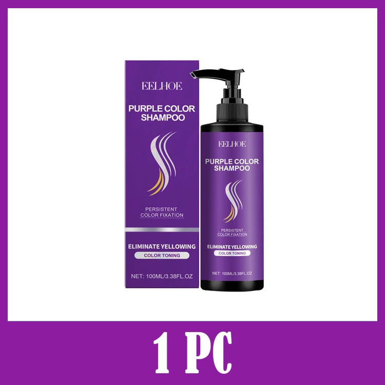 EELHOE Purple Toning Shampoo For Blonde Gray Strands Anti-Yellow Formula Lock Pigment Stop Fade Ideal Post-Bleach Salon Hair Car