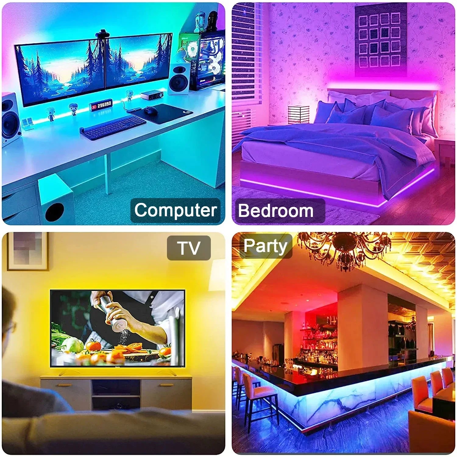 RGB Ambient Light Strip USB 5V LED 5050 Music Sync Flexible Tape Smart Home Lights Remote APP Control for Room TV DIY Decoration