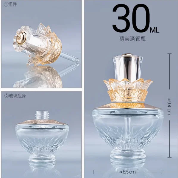 Empty Glass Cosmetic Bottle 30/50g Cream Jar 30ml Dropper Bottle Essential Oil Bottle 40/100ml Lotion Bottle Refillable