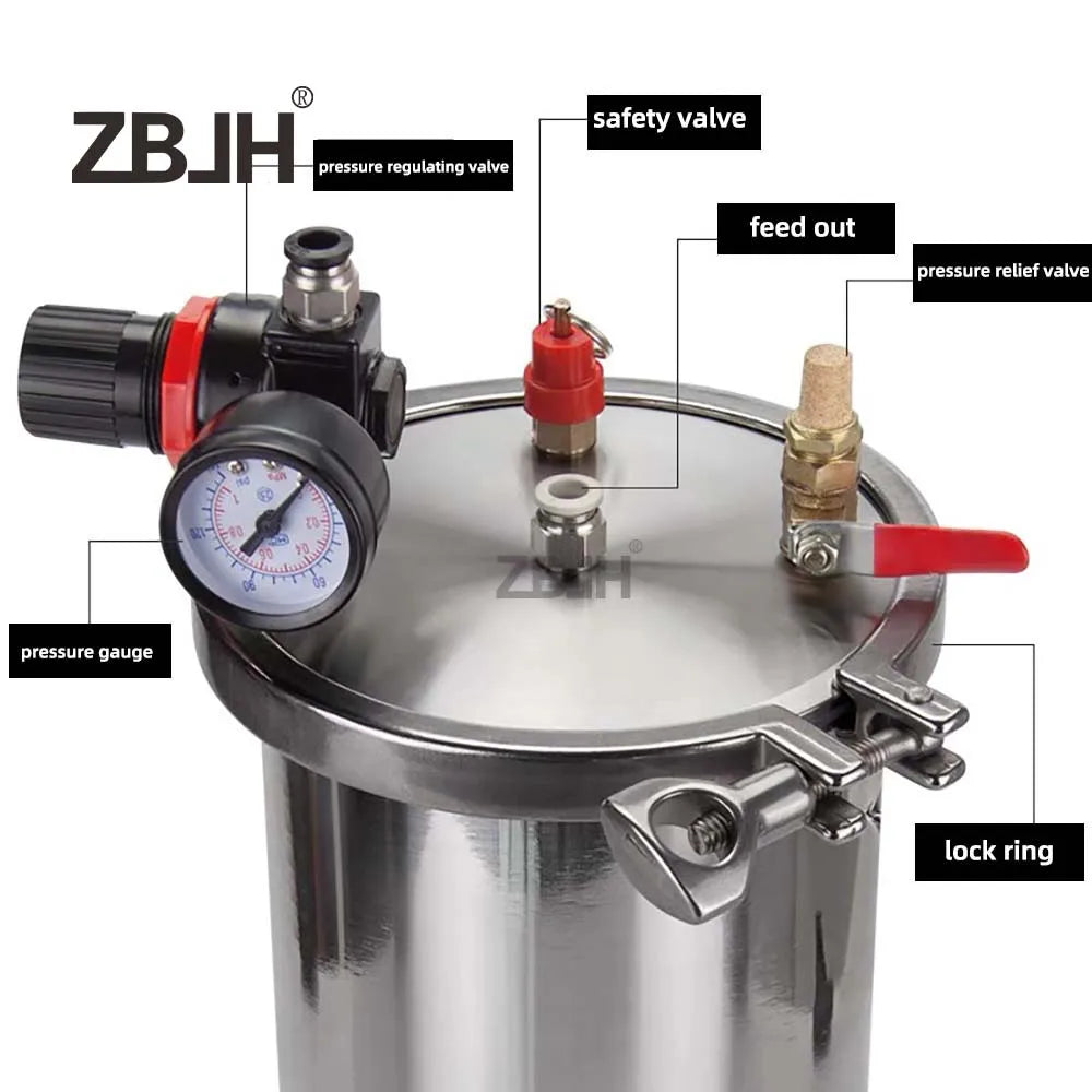 8L Stainless Steel Pneumatic Pressure storage pot Clip Frame Type