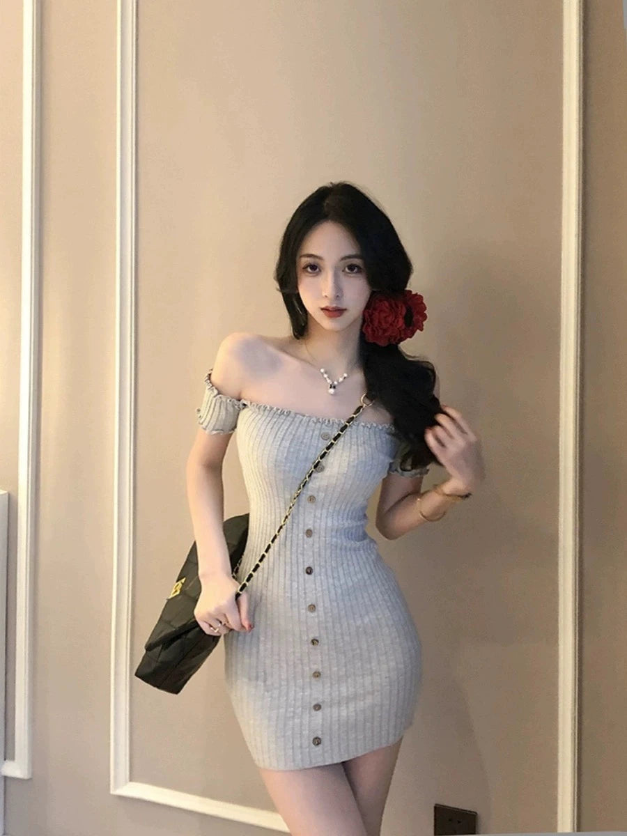 Sexy Short Ice Silk Bodycon Skirt Dress Women's Tight Fit Wrap around Waist Slimming Summer  Dress Sweet Style Short Sleeve