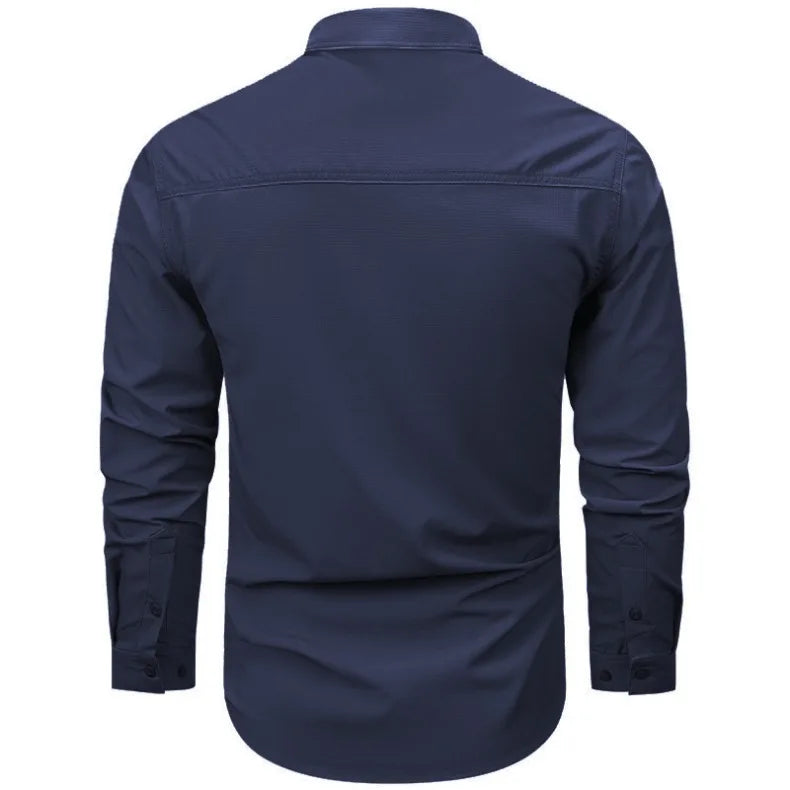 Spring Autumn Men Long Sleeved Shirt Men Tactical Work Shirts Tops Outdoor Multi-pocket Quick Drying Hiking Fishing Cargo Shirts