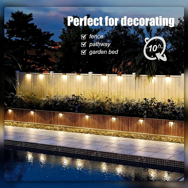 4-12Pcs Solar Deck Lights Outdoor Waterproof LED Fence Lights Step Garden Decorate Lamp for Patio Stairs Railing Pathway