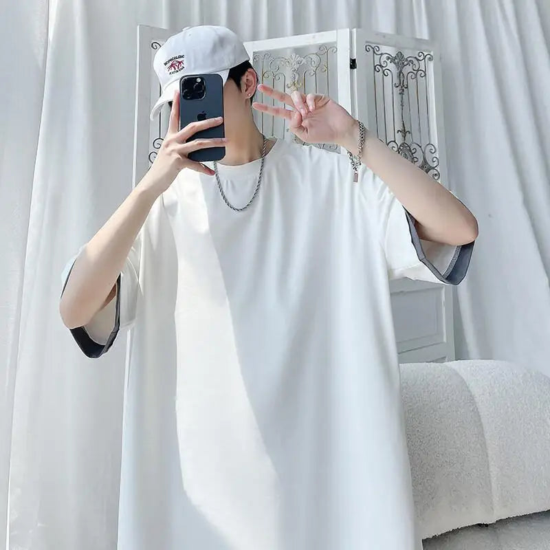 Men's Solid Color 2-Piece Outfit Short Sleeve T-Shirt & Drawstring Elastic Waist Shorts Set Casual Lounge & Streetwear Clothing