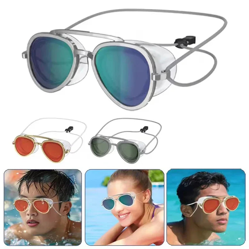 Vintage Fashionable Sun Protection Glasses Men Women Outdoor Travel Adjustable Drawstring Full Angle Silicone Surfing Glasses