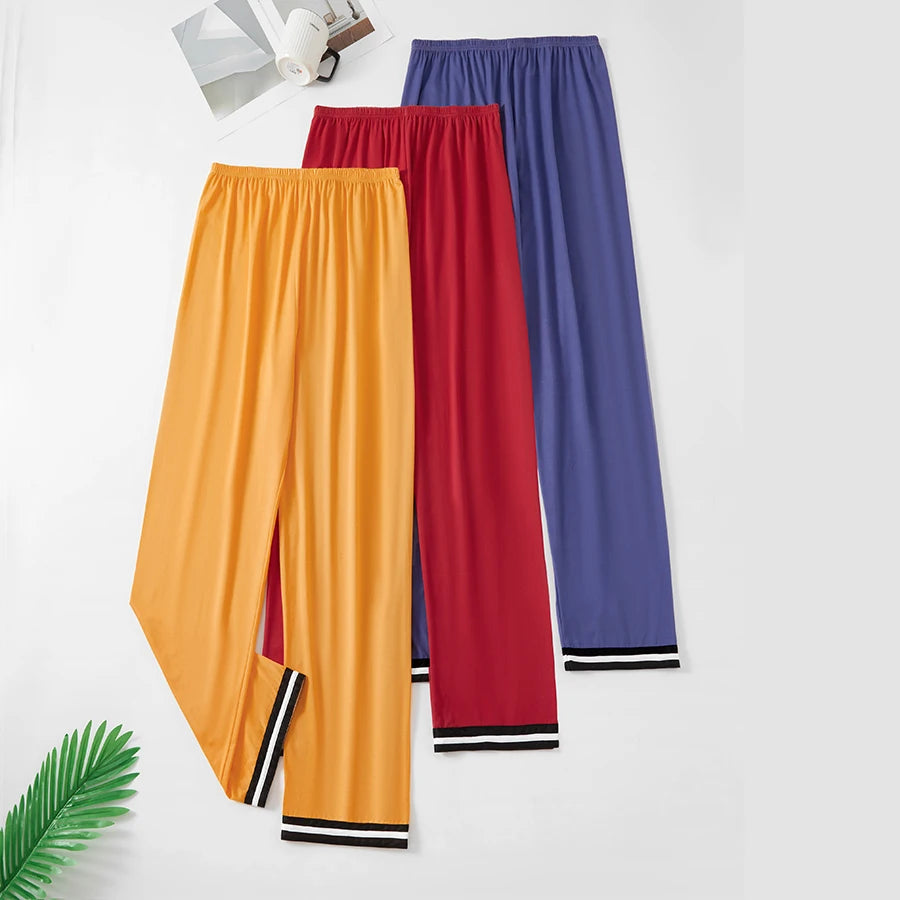 Men's Stylish Summer Pajama Pants, Thin Plaid Loungewear, Loose and Comfortable, Plus-Size Breathable Air-Conditioned Pants, Home Sleepwear