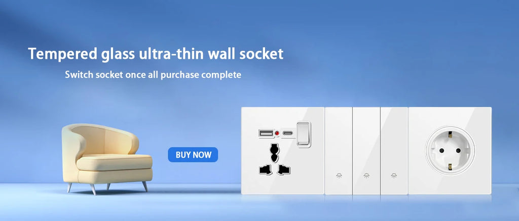 86 Type White Universal Wall Light Switch Tempered Glass EU Korea Electrical Switch 220V 1/2/3/4 Gang 1/2 Way Button Wall Panel