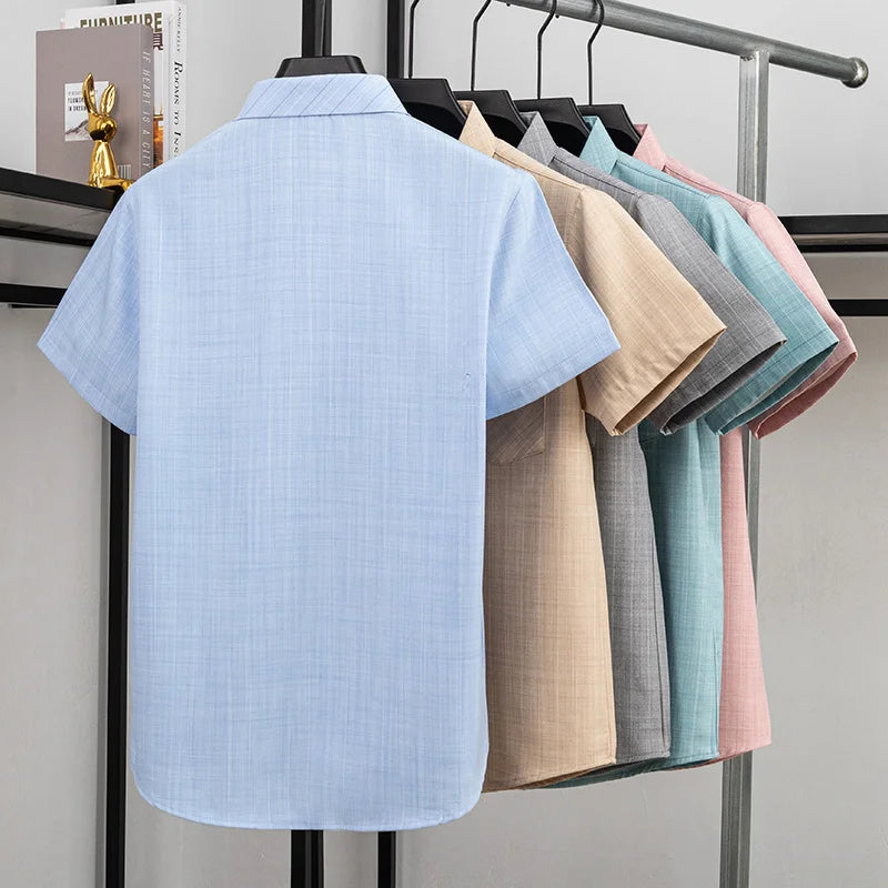 Men Casual Short Sleeve Shirt Anti Wrinkle Quick Dry Comfortable Fabric Business Daily Outdoor Travel Work Wear Blouse