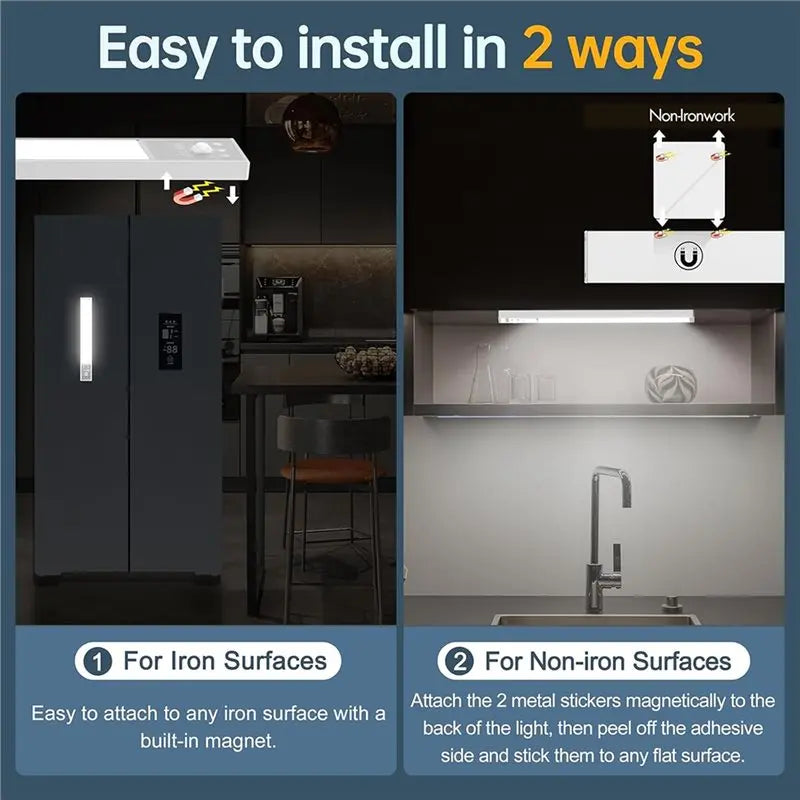 A92P Under Cabinet Light LED Bar Wireless Rechargeable, 3 Modes Battery Powered Closet Lighting For Kitchen For Wardrobe,Closets