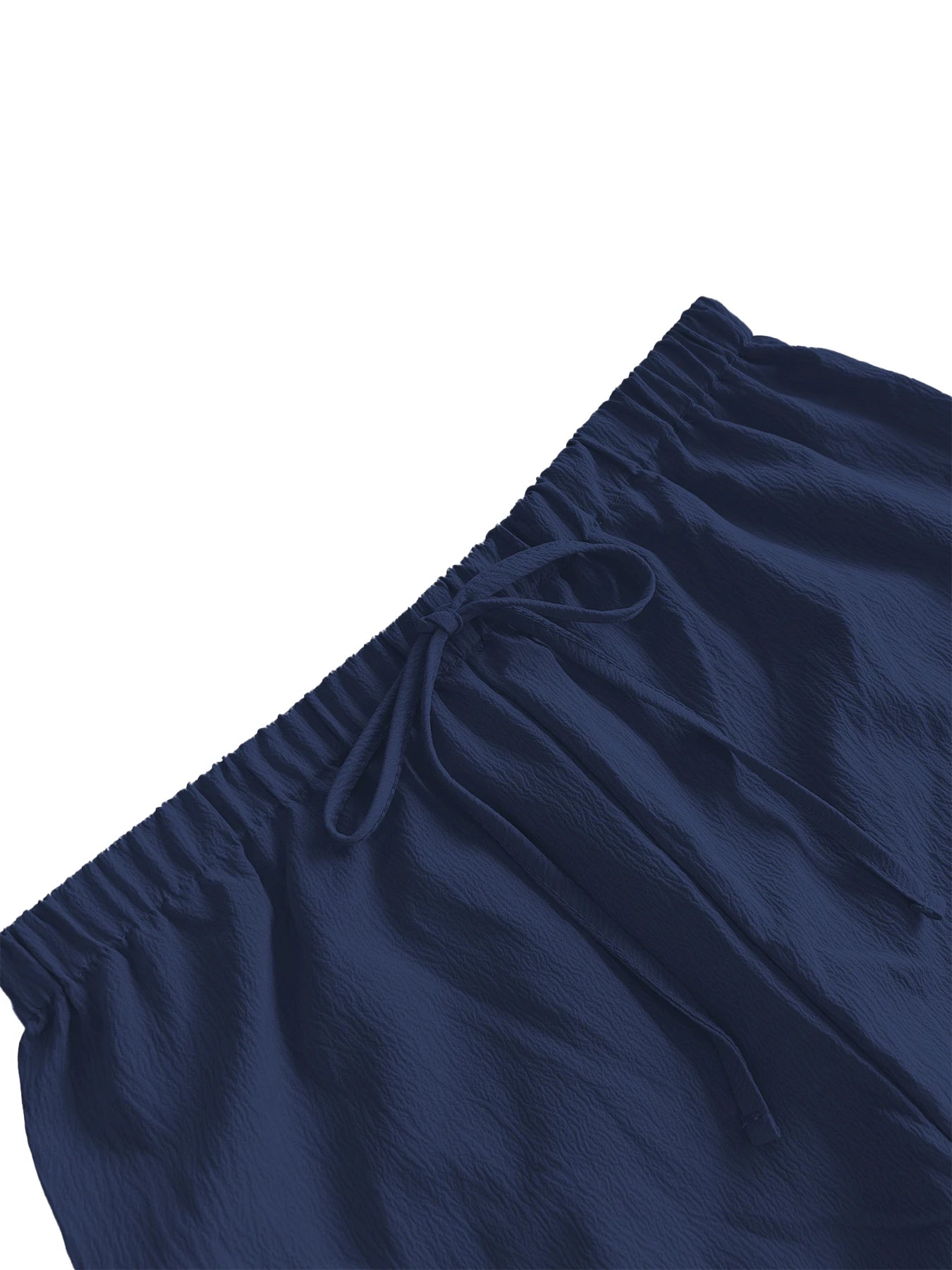 Women's Elastic Waist Drawstrings Casual Wide Leg Knee Length Pants‌