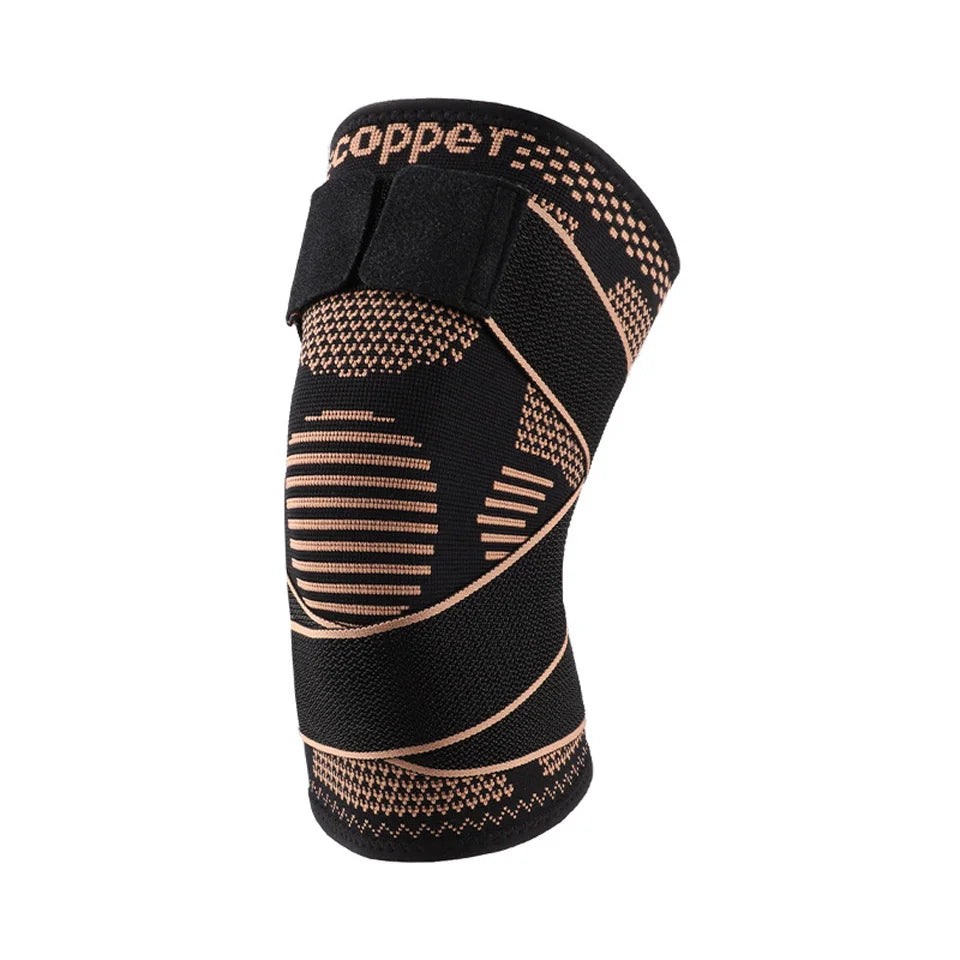 1Pcs Knee Support Knitted Nylon Copper Ion X-type Stable Patella Compression With Straps Ligament Strain  Knee Pads Men Women