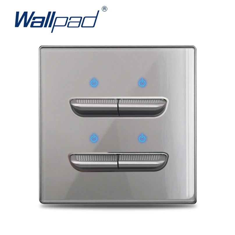 Wall Light Switch 1 2 3 4 Gang Tempered Glass Panel Blue LED Night Light White Black Gray Gold Pass Through Low Price