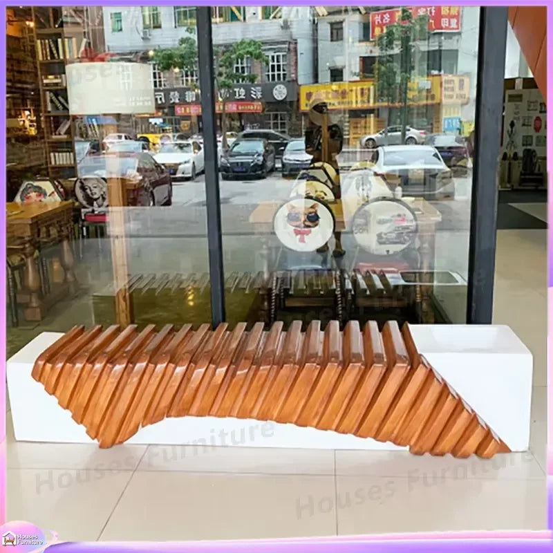 KY632 Rib Bench Outdoor Commercial Furniture Garden Park Waiting Seat Heavy Duty Metal Patio Public Seating for Street