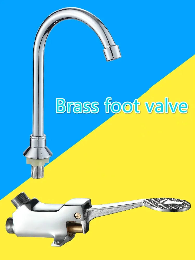 Foot-operated Faucet Brass Hospital Laboratory Food Factory Basin Foot Valve Single Cold Foot Faucet  Kichen  Water Faucet