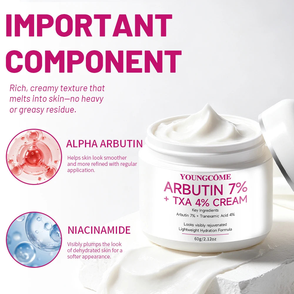 YOUNGCOME Arbutin Tranexamic Acid Face Cream, Lightweight Daily Hydration Moisturizer, Facial Skin Care for All Skin Types