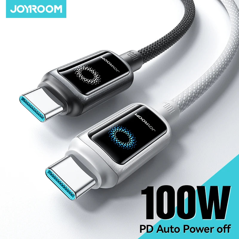 Joyroom 100W USB C Cable Automatic Power Off Fast Charge Type C Cable For iPhone 17 16 15 Pro Max  Xiaomi Sumsang S-A55