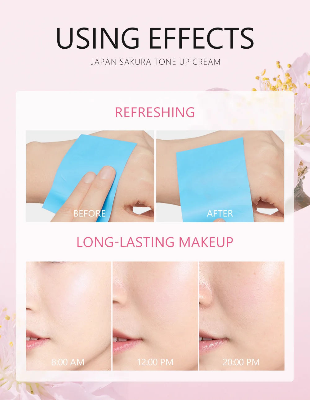 LAIKOU Japan Sakura Original Tone up Cream Moisturizing Nourishing Skin Face Cream Brightening Cream Face Skin Care 60g