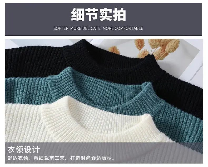 Sweaters men 2026 winter korean style mens warm sweater mens fashion sweaters Splicing color patterns Men's wool pullovers male