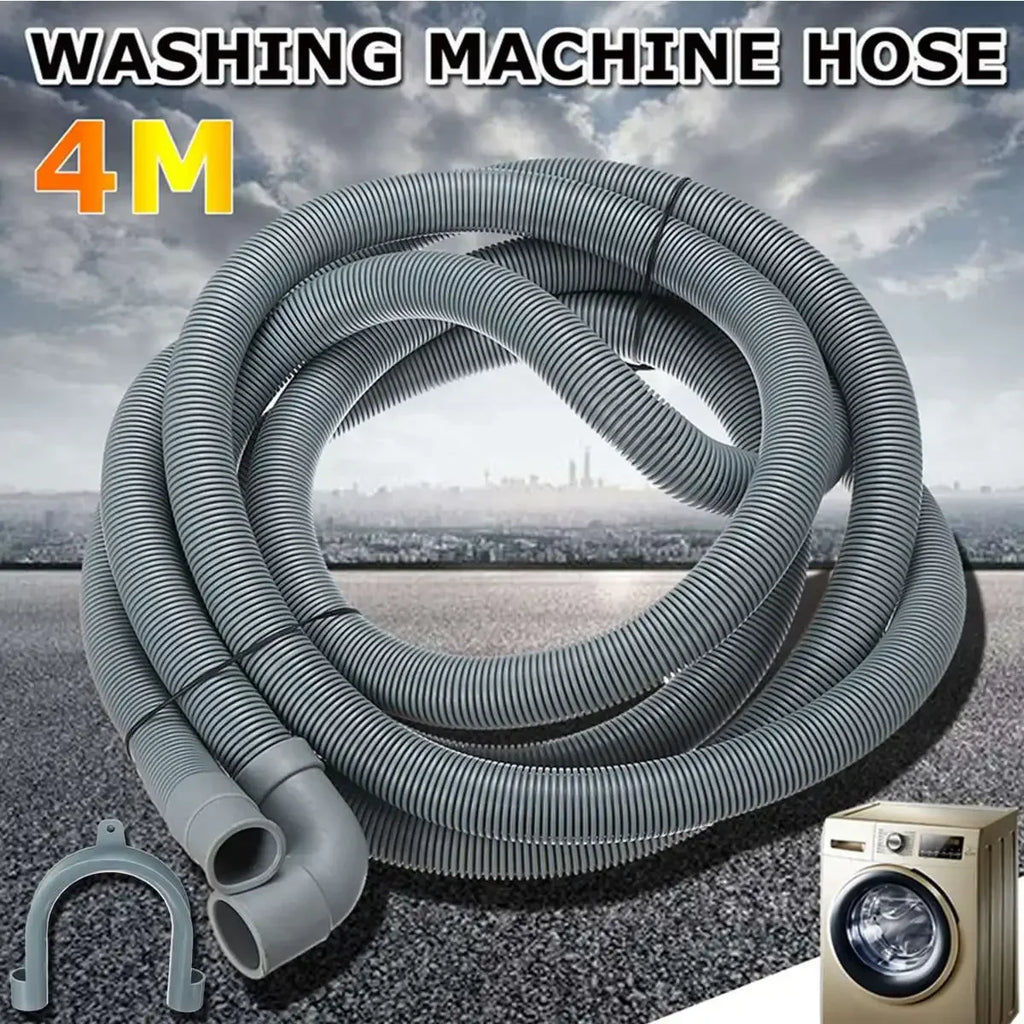 4M Wash Machine Dishwasher Drain Hose Outlet Water Pipe Flexible Extension 22mm With Bracket